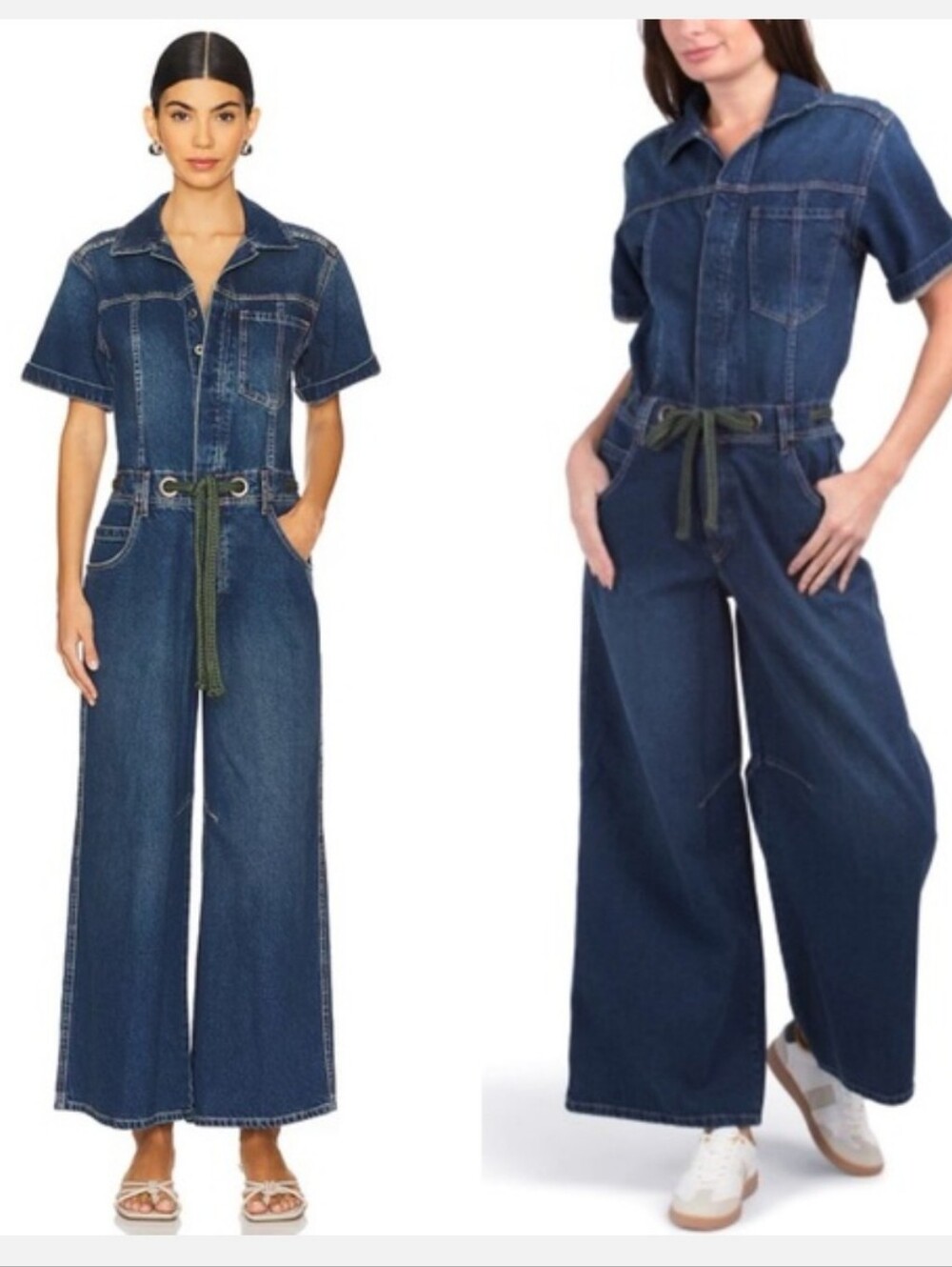 Free People Denim Short-Sleeve Jumpsuit in Medium Blue - Picture 5 of 16